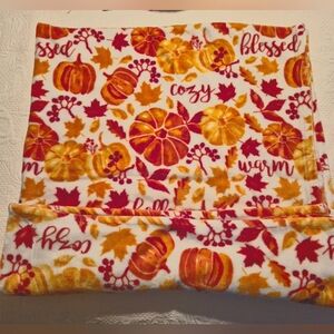Fall Pumpkin and leaves couch throw fall decor blanket VGUC